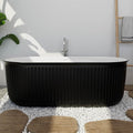 67' Freestanding Bathtub Double Ended Shape,Painted Ripple Bathtub，Soaking Tub with Integrated Slotted Overflow, Toe-Tap Chrome Drain, cUPC Certified,Black