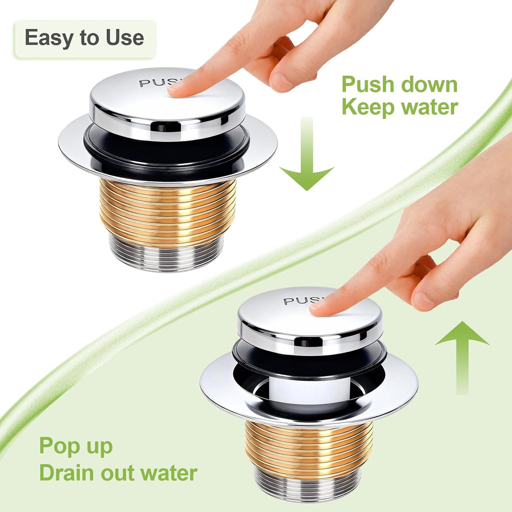 Slotted Overflow Bath Drain with Toe-Tap Stopper, with Metal Overflow Cover, Compatible with Kohler Elevance/Archer/Underscore/Rêve/Parity Baths and Whirlpools, Brushed Nickel, Easy Installation