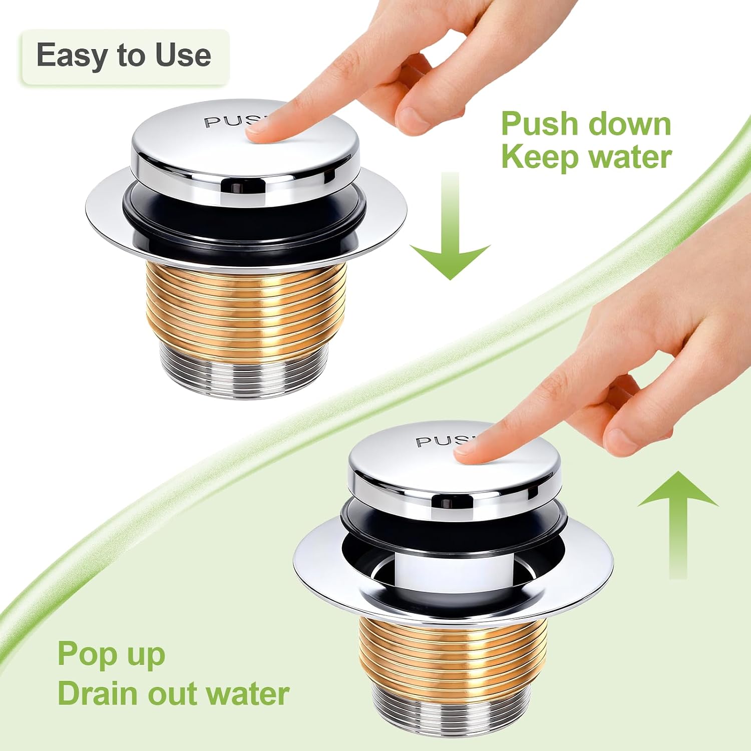 Slotted Overflow Bath Drain with Toe-Tap Stopper, with Metal Overflow Cover, Compatible with Kohler Elevance/Archer/Underscore/Rêve/Parity Baths and Whirlpools, Brushed Nickel, Easy Installation