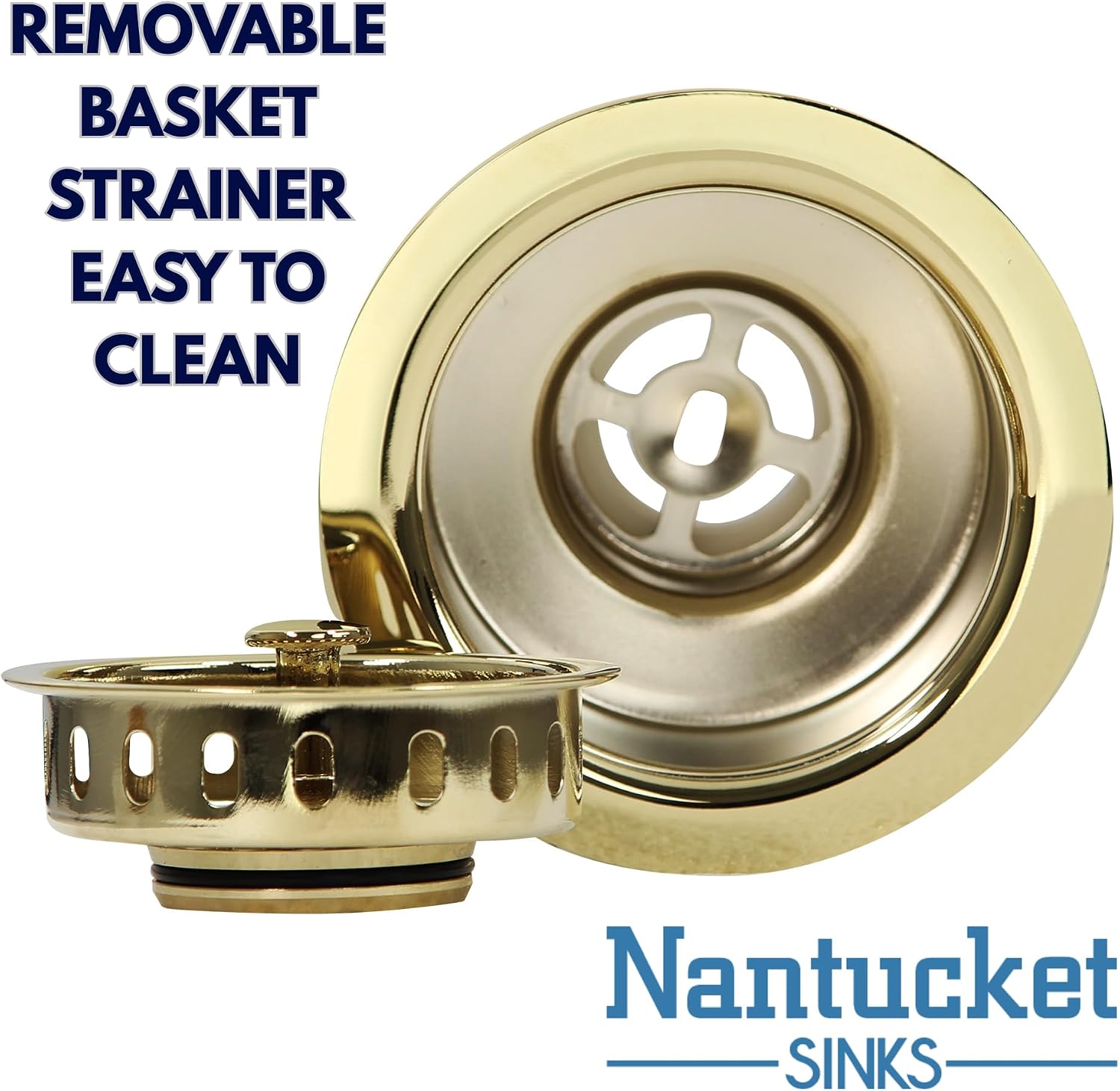 Nantucket Sinks 3.5 KDPB Kitchen Kit 3-1/2 PVD Coated Brass Sink Drain Assembly, Gold Color