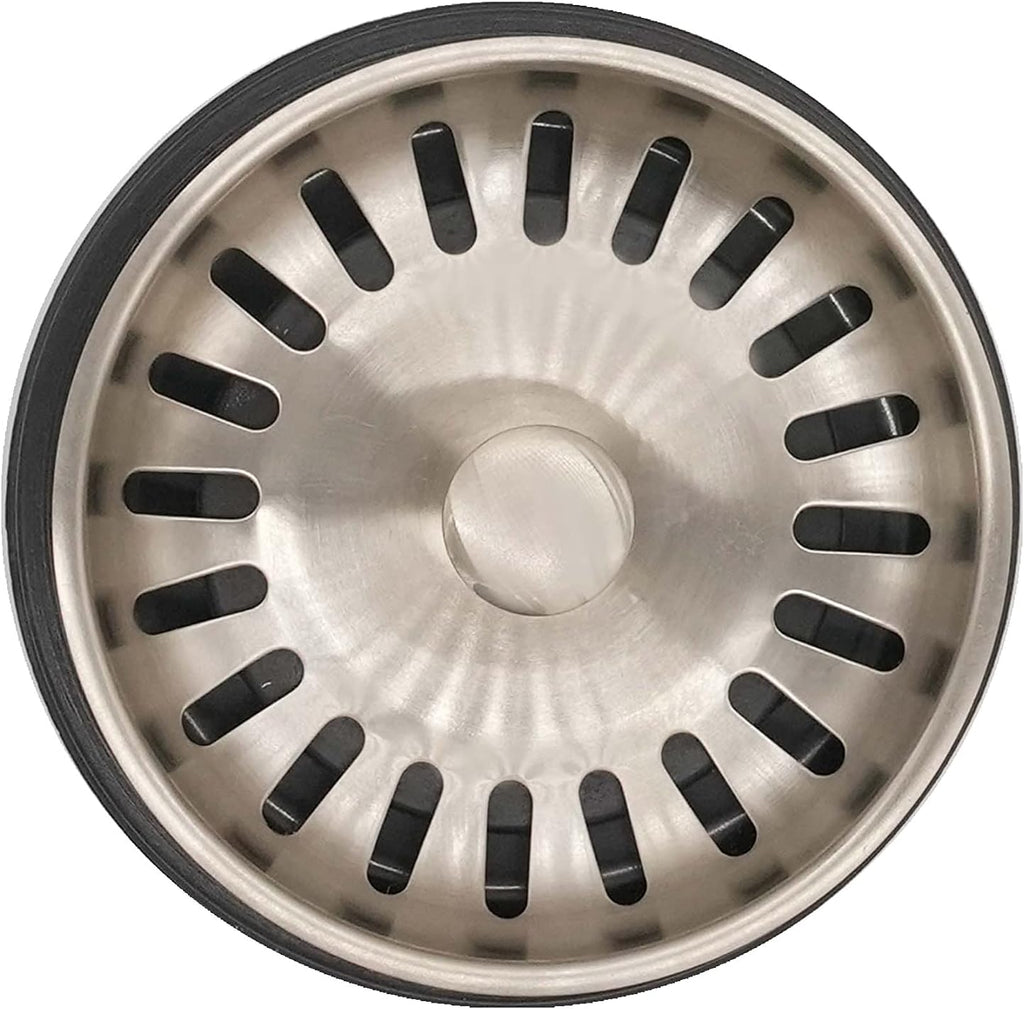 Westbrass CO2195S-07 Combo Pack 3-1/2' Wing Nut Twist Style Large Kitchen Sink Basket Strainer and Extra-Deep Collar Kitchen Sink Waste Disposal Flange with Strainer Stopper, Satin Nickel