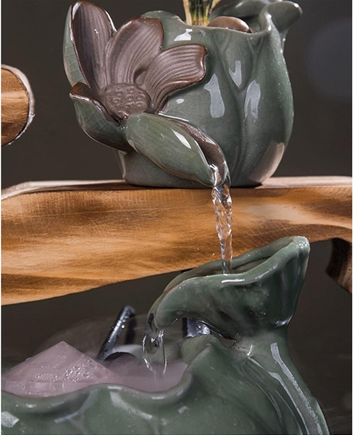 HIHELO Desktop Fountain Tabletop Fountain Chinese-Style Ceramic Zen Water Device Decoration Porch Living Room Office Desktop Fountain Decoration Water Fountain Outdoor