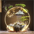 GUERNSEY Tabletop Fountain Chinese Creative Circulating Water Fountain Fortune-attracting Ornaments Living Room Office Desktop Atomizing Humidifier Indoor Fountain(E)
