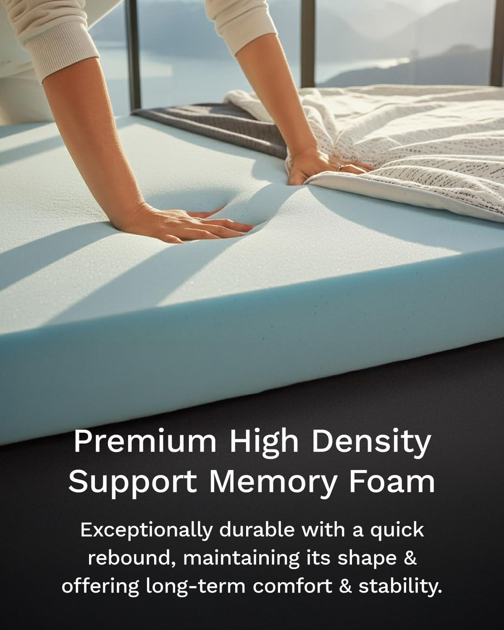 ViscoSoft 4 Inch Memory Foam Mattress Topper Short Queen - Select High Density Ventilated RV Mattress Pad - Removable Bamboo-Rayon Cover