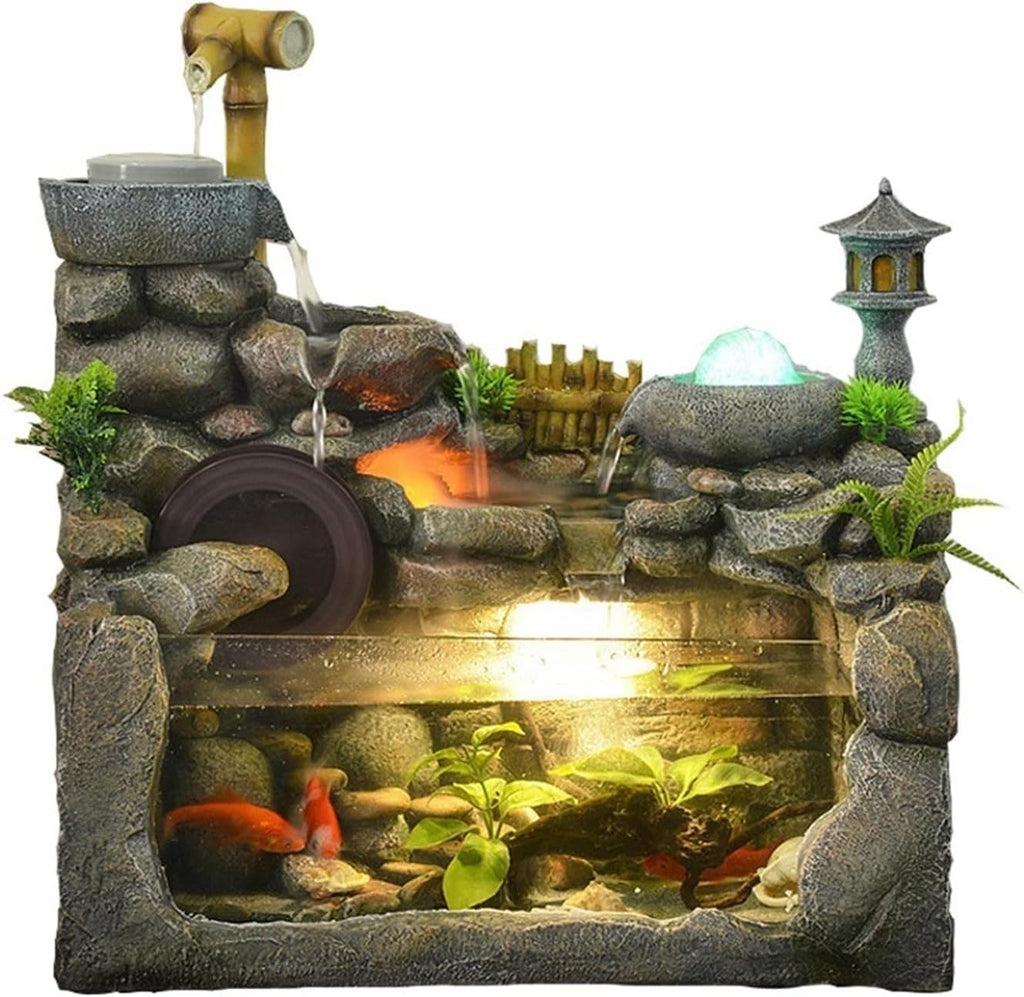 HIHELO Desktop Fountain Tabletop Fountain Rockery Fountain Living Room Office Desktop Humidifier Waterscape Ornament Bedroom Desktop Fish Tank Water Fountain Outdoor