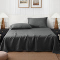 S VICTORY SYMBOL 100% Organic Linen Sheets Set Queen 4Pcs,Stone Washed French Flax Linen Bed Sheets(1 Flat Sheet,1 Fitted Sheet,2 Pillowcase) GOTS Certified,Farmhouse Bedding-Dark Grey
