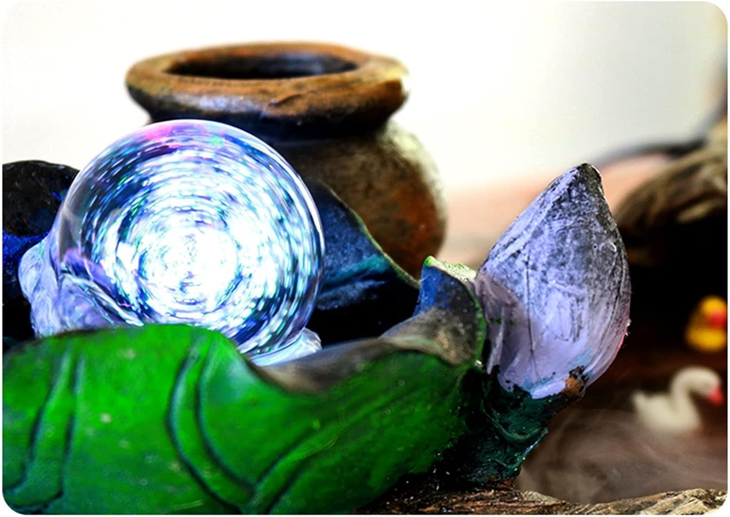 HIHELO Tabletop Fountain Tabletop Fountain Office Rockery Water Fountain with Iris Indoor Home Decoration Fountain Indoor Fountain
