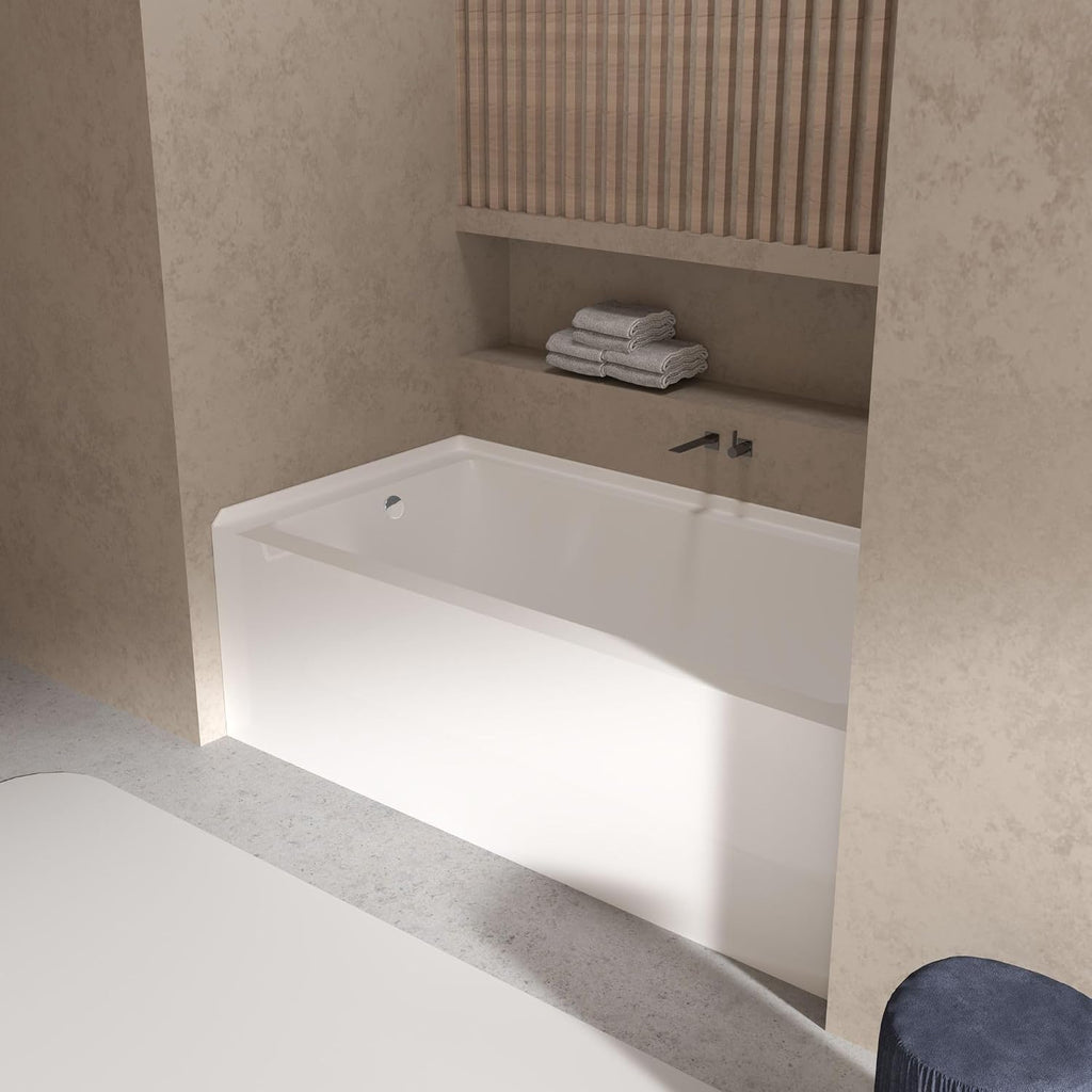 Transolid Ursula 60 x 30 x 20-1/4 in. Acrylic Alcove Bathtub with Left-Hand Drain, White