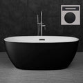 WOODBRIDGE 59' Acrylic Freestanding Bathtub Contemporary Soaking Tub, Black Acrylic (Matte Black Drain/Overflow), B1818 Black -MB-Drain &O
