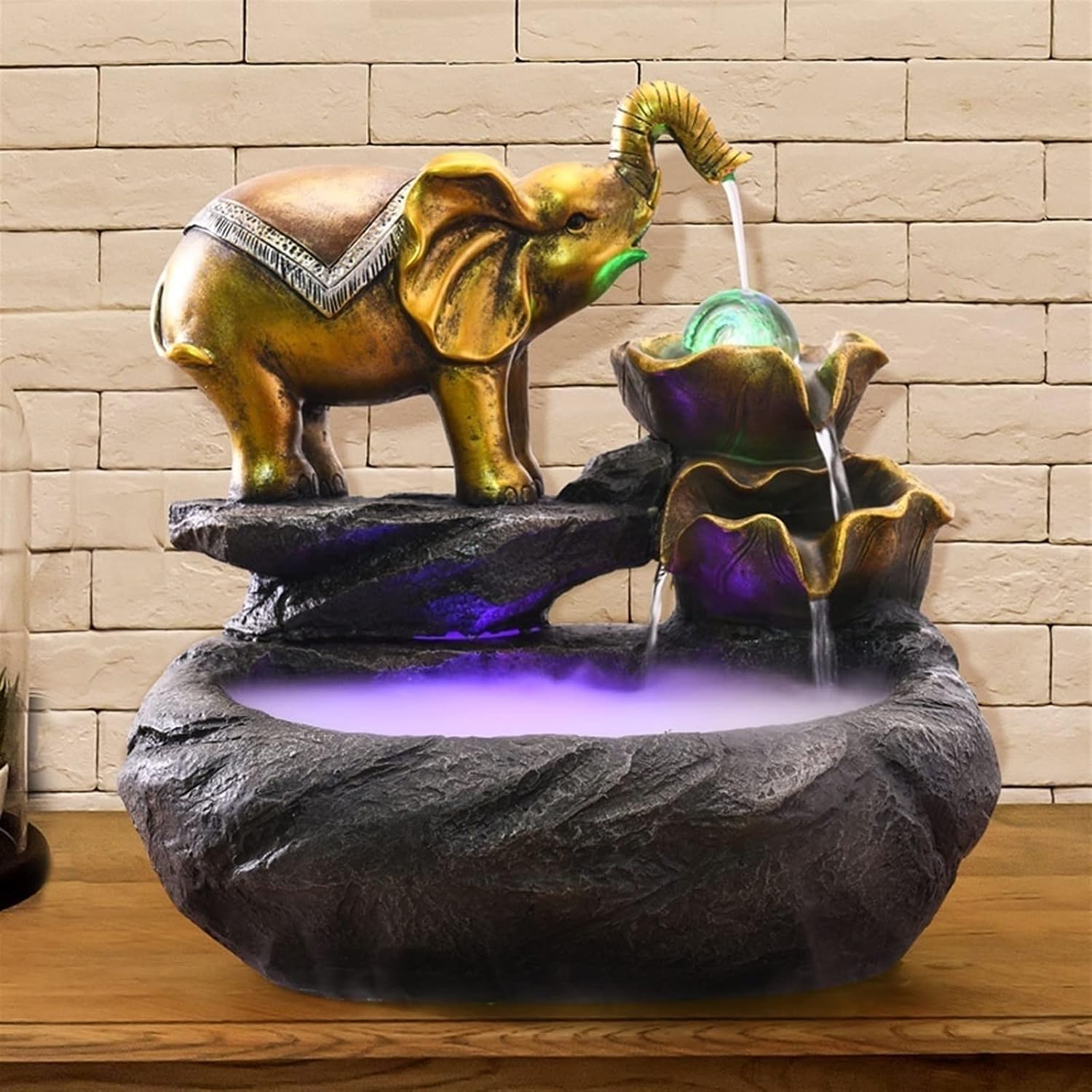 HIHELO Desktop Fountain Tabletop Fountain Elephant Flowing Water Fountain Landscape Indoor Living Room Decorations with Atomizer Desktop Decoration Water Fountain Outdoor