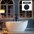 WOODBRIDGE 59' Acrylic Freestanding Bathtub Contemporary Soaking White Tub with Matte Black Overflow and Drain，B1530-MB-Drain&O