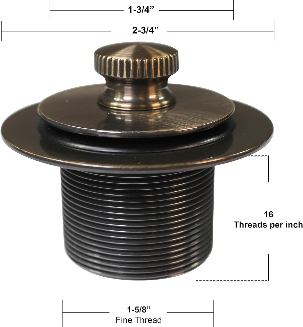 Westbrass D94K-50-06 Twist & Close Bathtub Drain Stopper with 2-Hole Faceplate and Adapter Bushing, Antique Brass (50-Pack)