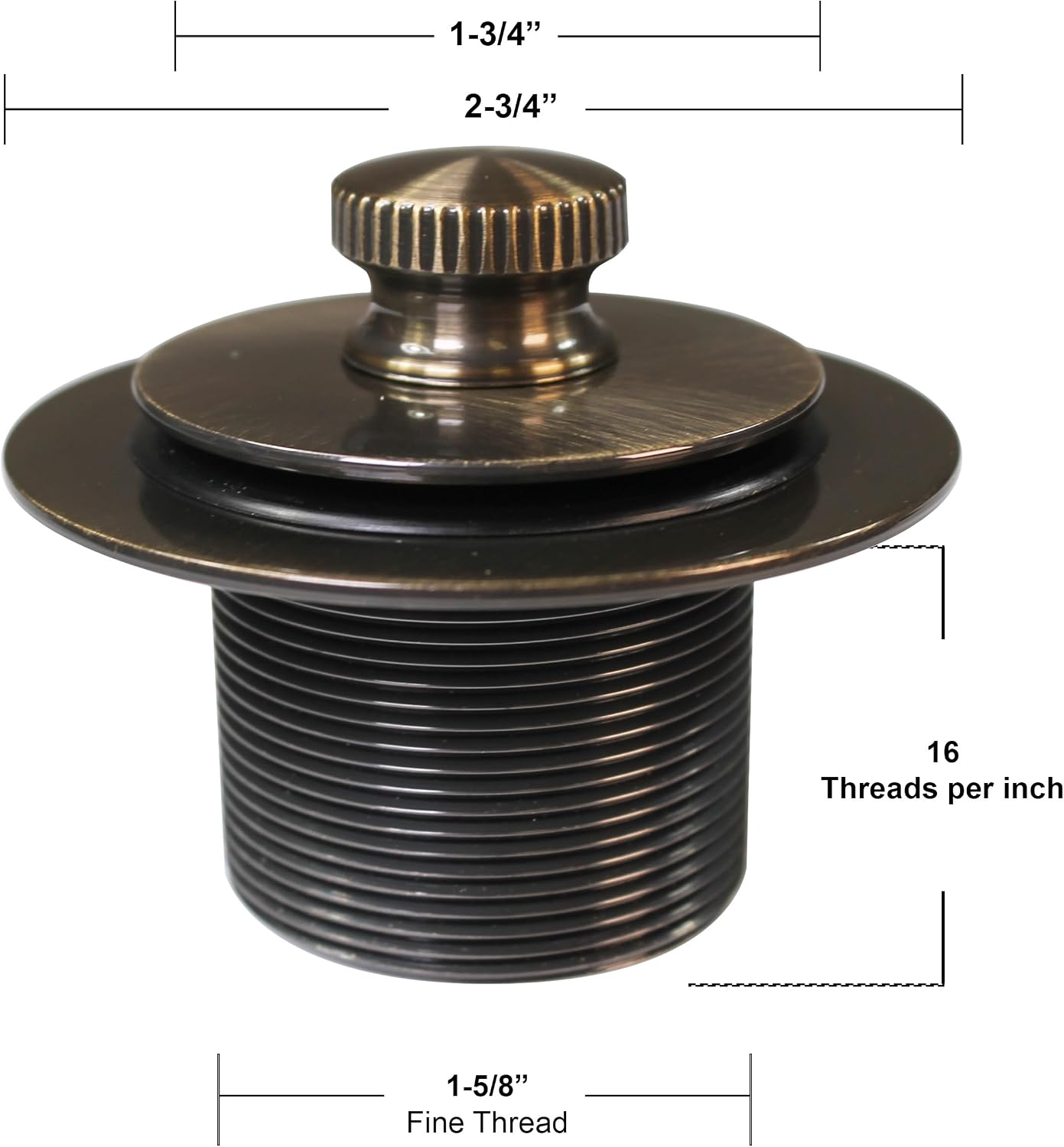 Westbrass D94K-50-06 Twist & Close Bathtub Drain Stopper with 2-Hole Faceplate and Adapter Bushing, Antique Brass (50-Pack)