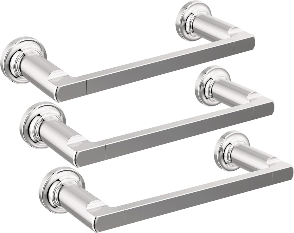 DELTA FAUCET 78908 Tetra 8 in. Hand Towel Bar Bath Hardware Accessory in Polished Chrome (Pack of 3)