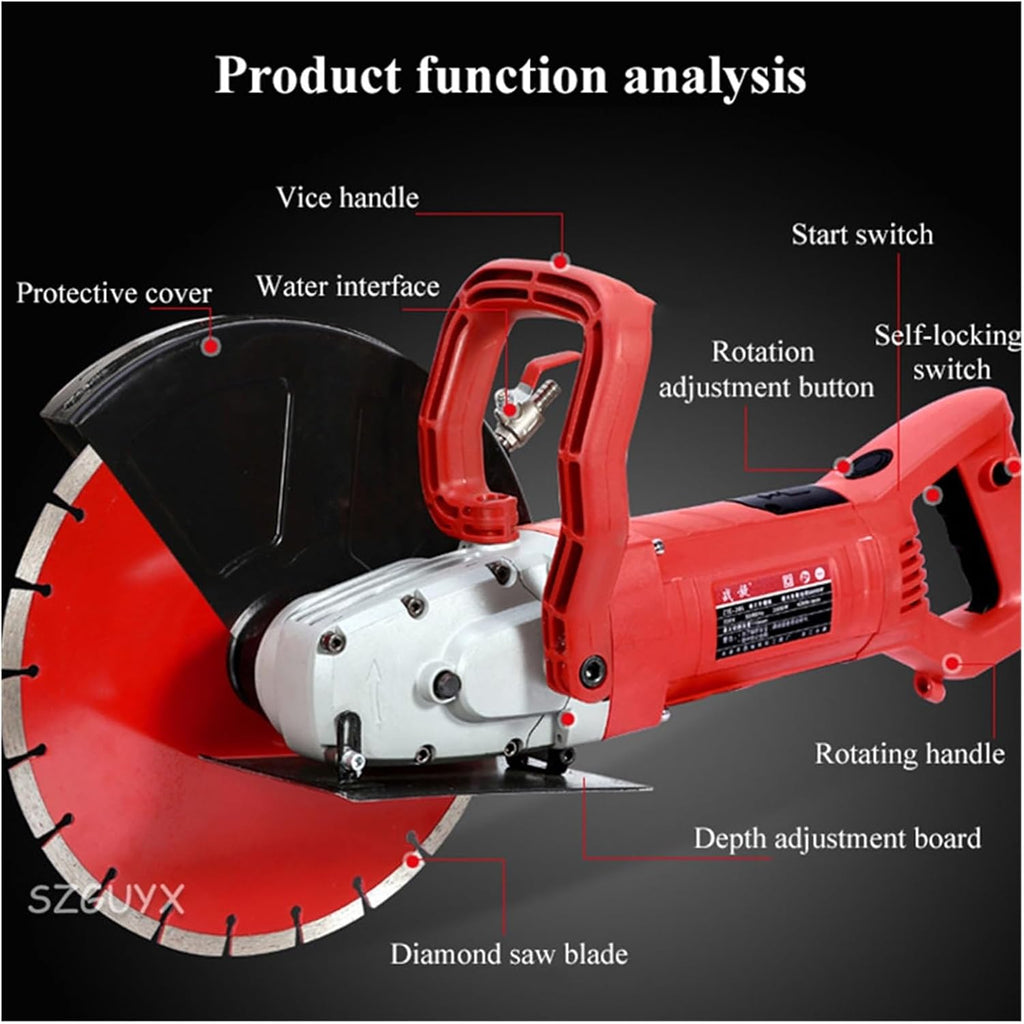 Electric Slotting Machine High Power Stone Cutting Machine Multifunctional Reinforced Concrete Cutting Machine,DIY Tools(Gold wood stone)