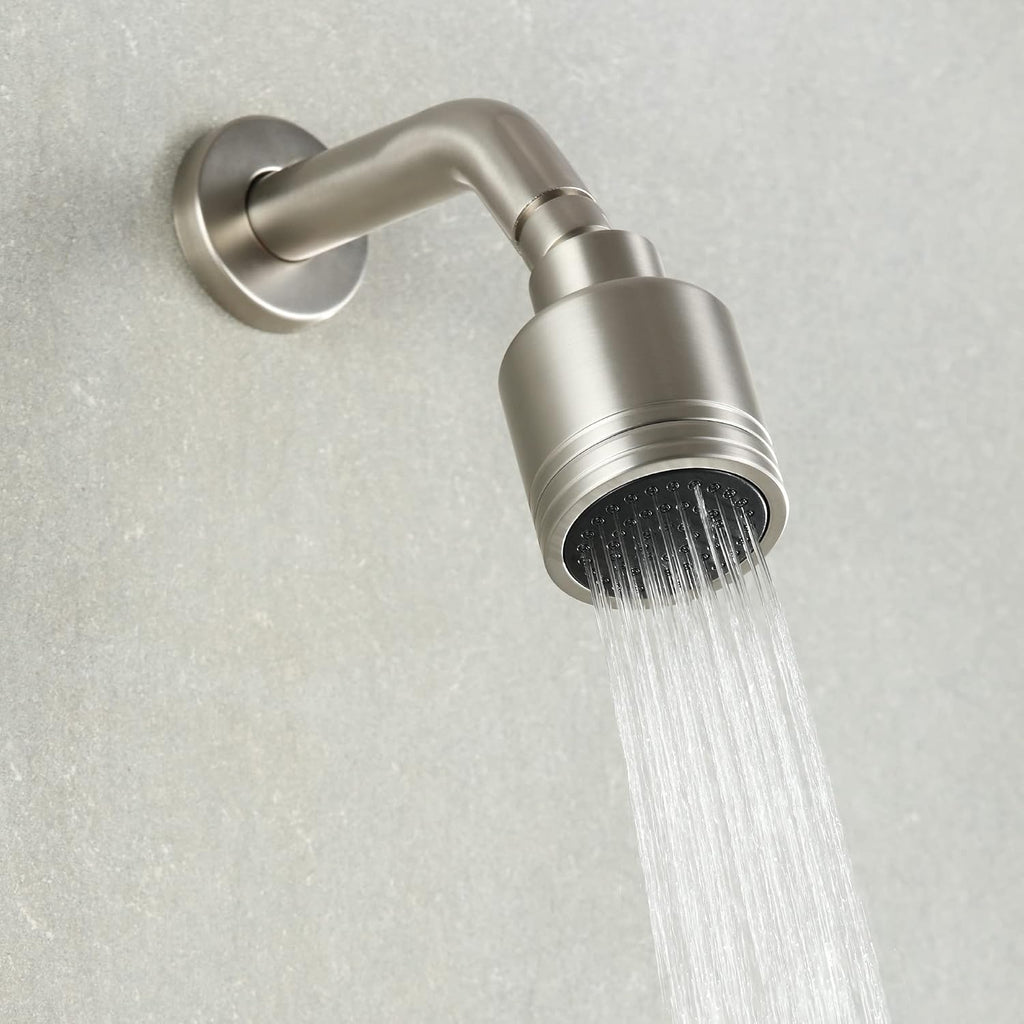 Wall Mounted Shower Faucet Set, Shower Fixtures Shower Mixer, Single Function Shower Trim Kit Pressure Balancing Shower System with Single Spray Detachable Clean Shower Head,Brushed