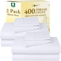 California Design Den Pack of 2 Cal King Bedsheet Set - 400 Thread Count Sateen 100% Cotton Sheets - Soft and Breathable Sheets, 2 Sets of Deep Pocket Bed Sheets - White