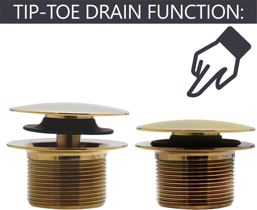 Westbrass D560RK-01 SCH. 40 PVC 1-1/2' Coarse Thread Plumber's Pack Tip-Toe Bathtub Drain Plug with Linear Overflow Faceplate, Tee & Elbows, Polished Brass (20-Pack)