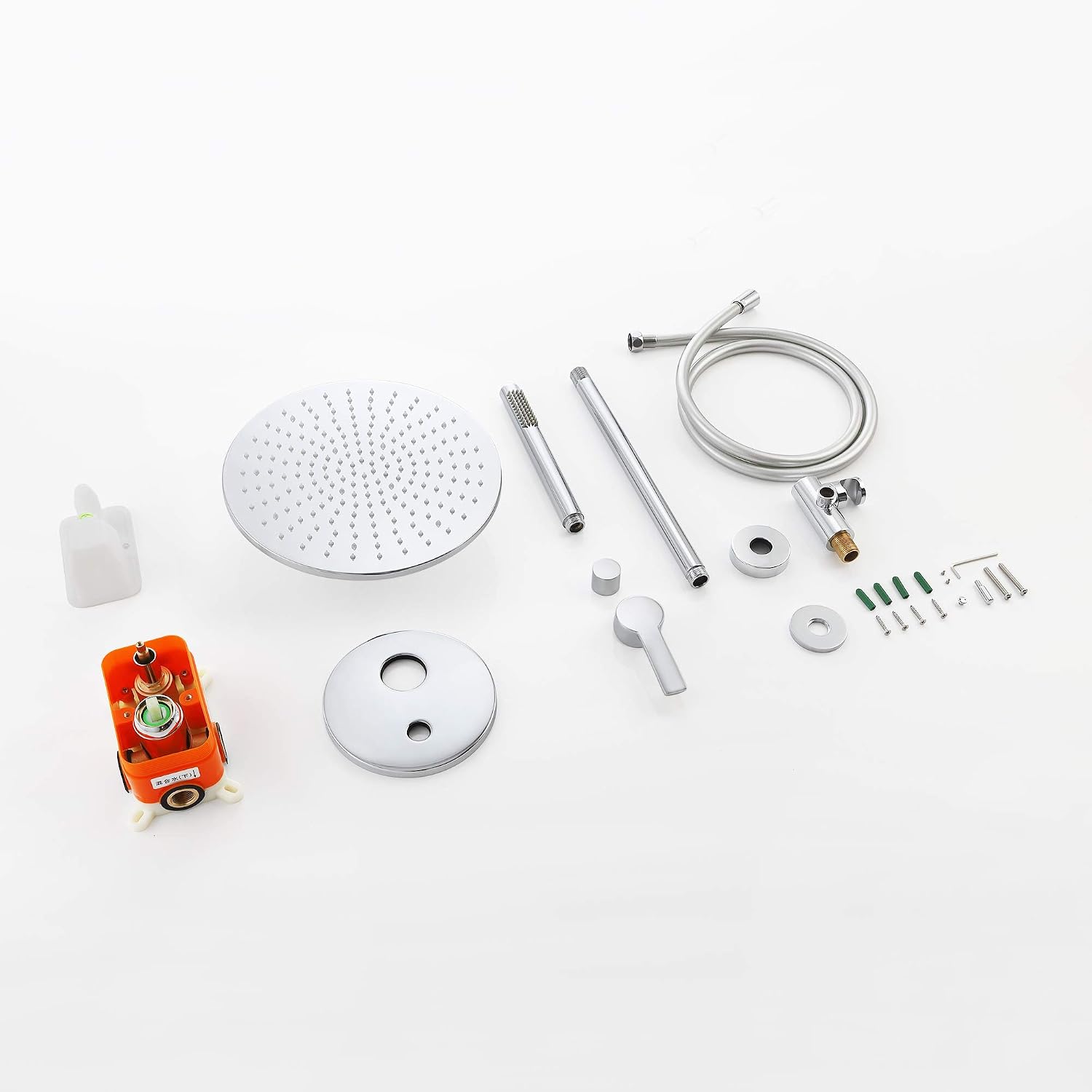 LED Shower Faucet Set Complete Bathtub Combo withy Spray Bathroom 8 Inch Ceiling Round Rain Shower Fixture with Handheld Kit