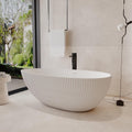 67 Inch Egg-Shape Solid Surface Free Standing Tub Matte White Stone Resin Soaking Tub Featuring 14.37 Inches Soaking Depth, 78 Gallons Water Capacity