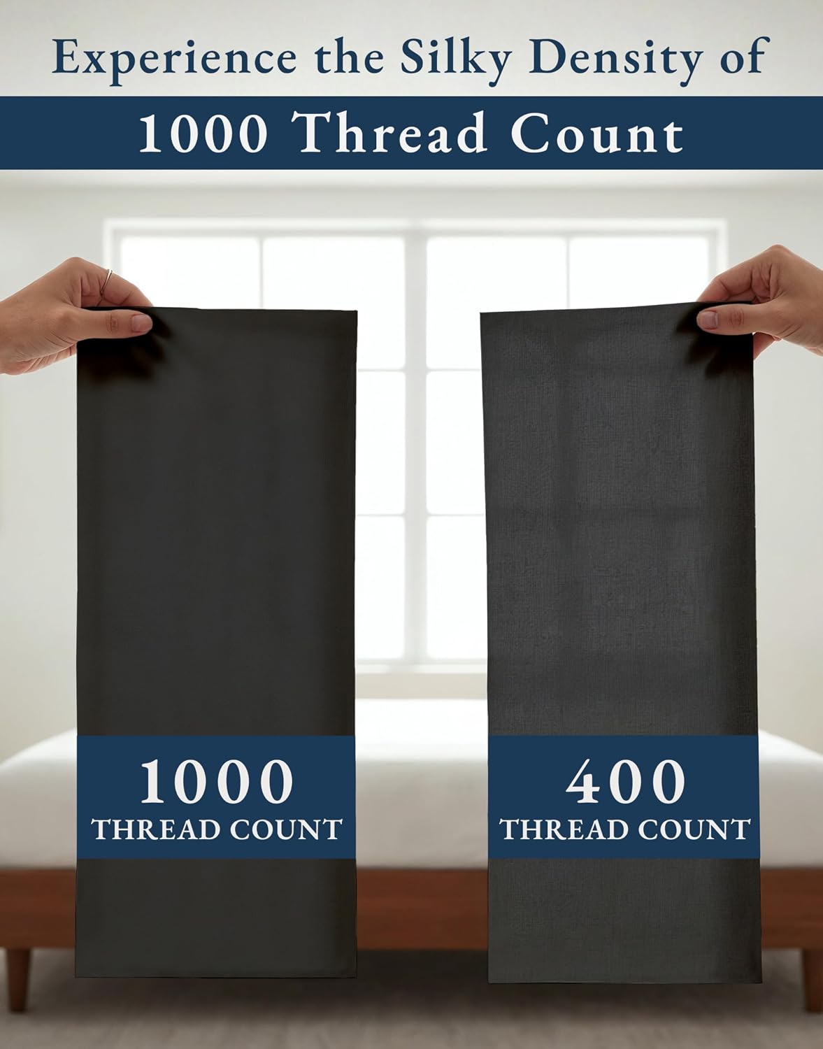 LANE LINEN 1000TC 100% Egyptian Cotton Split King Bed Sheets for Adjustable Beds - Fully Elasticized Reinforced Seams Extra Deep Pocket Split King Sheet, No Pill Fade Resistant Sheets- Black