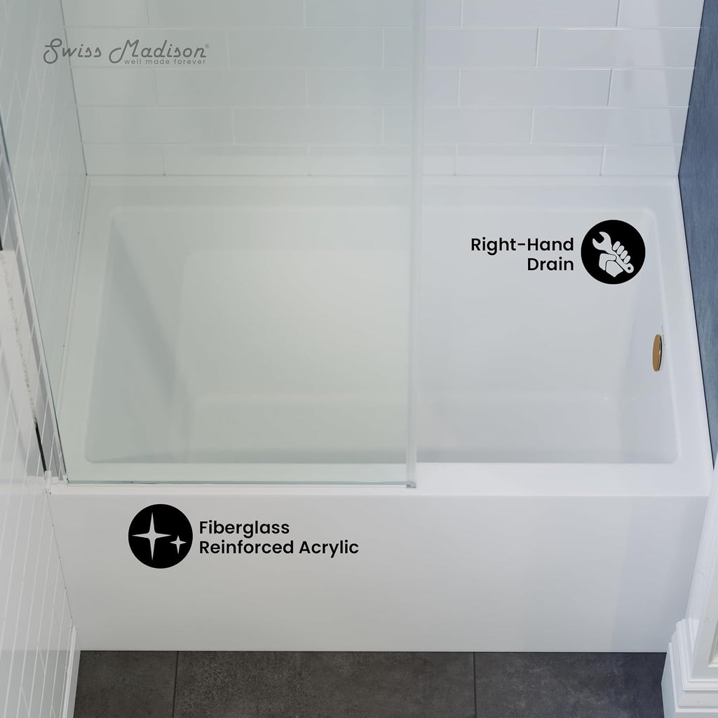 Voltaire 48' x 32' Right-Hand Drain Alcove Bathtub with Apron