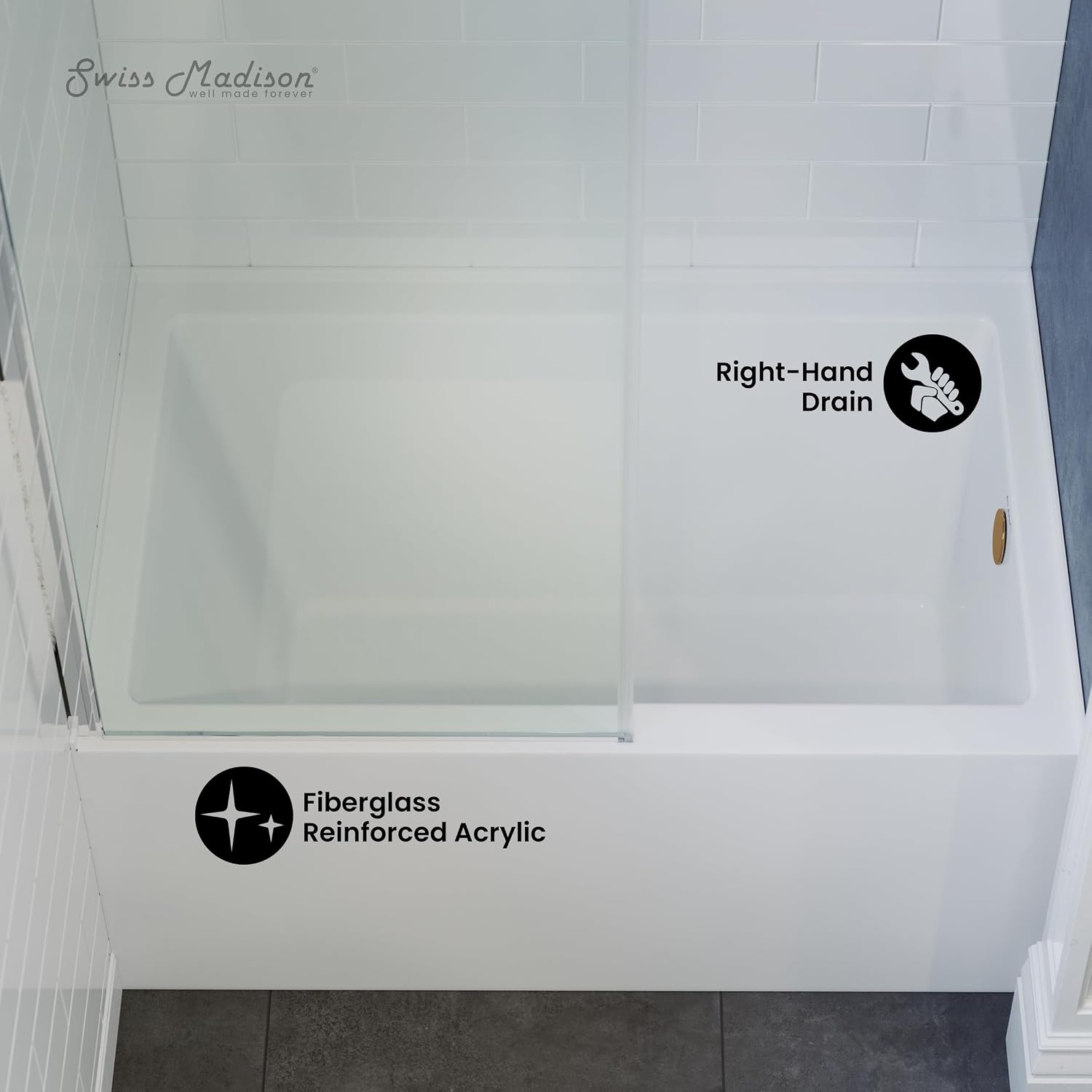 Voltaire 48' x 32' Right-Hand Drain Alcove Bathtub with Apron
