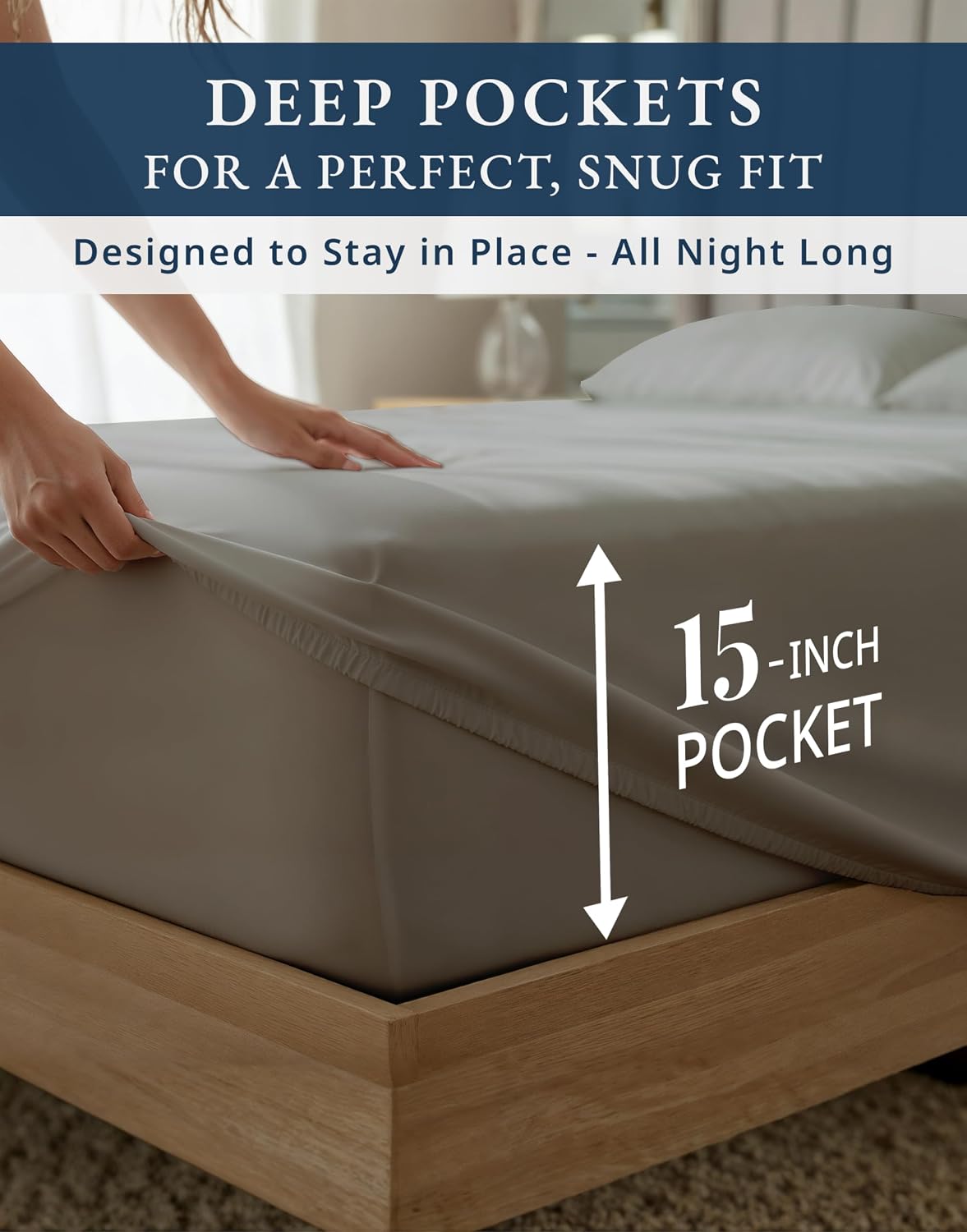 100% Egyptian Cotton Sheets Queen Size Bed Set – 1000 Thread Count Cooling & Breathable Sateen Queen Sheets Set, Authentic Long-Staple Cotton for Lasting Softness, Snug Fit 15' Deep Pocket - Charcoal