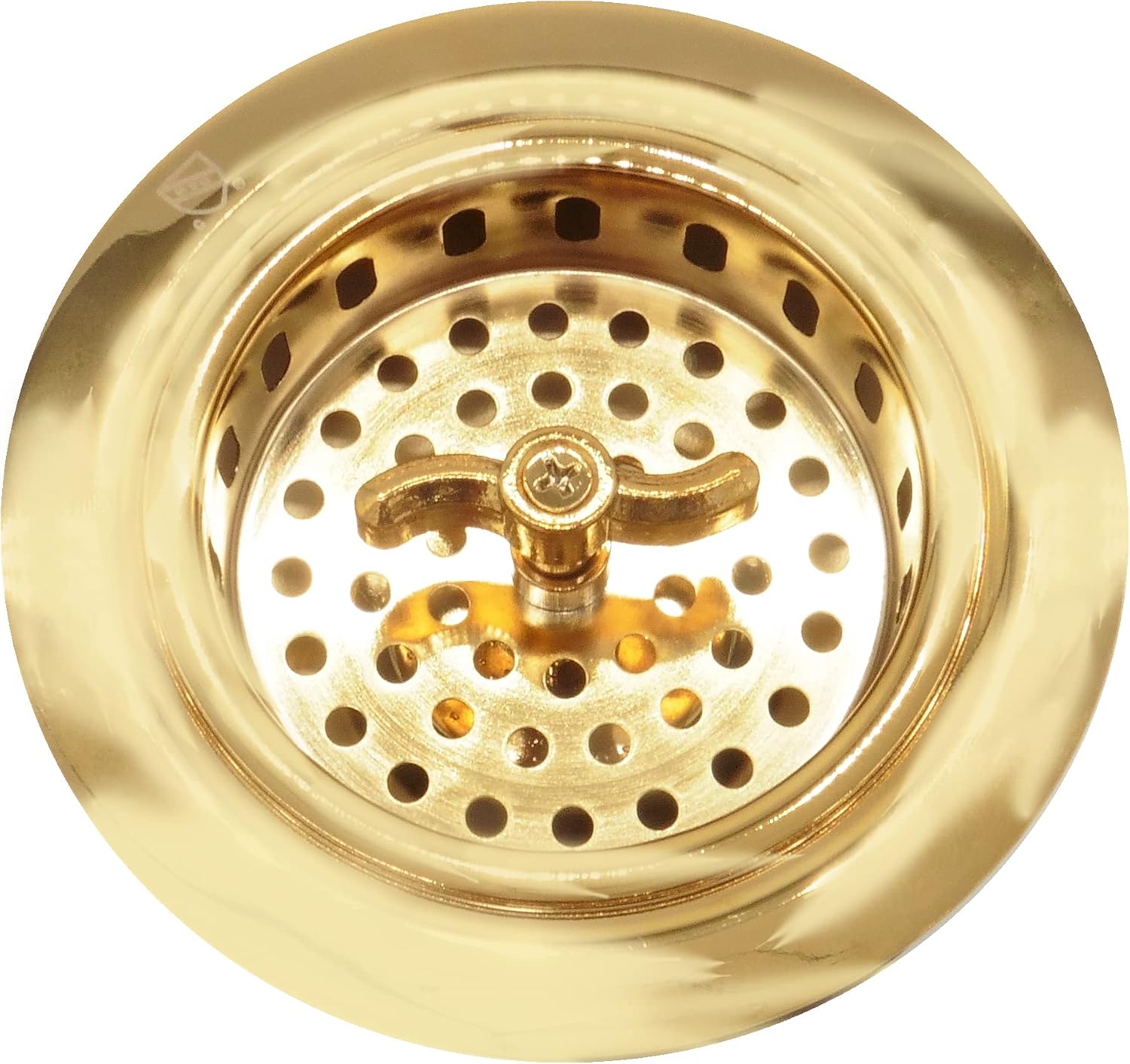 Westbrass CO2175-01 Combo Pack 3-1/2' Wing Nut Twist Style Large Kitchen Sink Basket Strainer and Waste Disposal Drain Flange with Stopper, Polished Brass