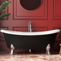 67' Acrylic Freestanding Bathtub, Free Standing Clawfoot Tub, Soaking Tub with Integrated Slotted Overflow, Toe-Tap Chrome Drain, cUPC Certified, Matte Black