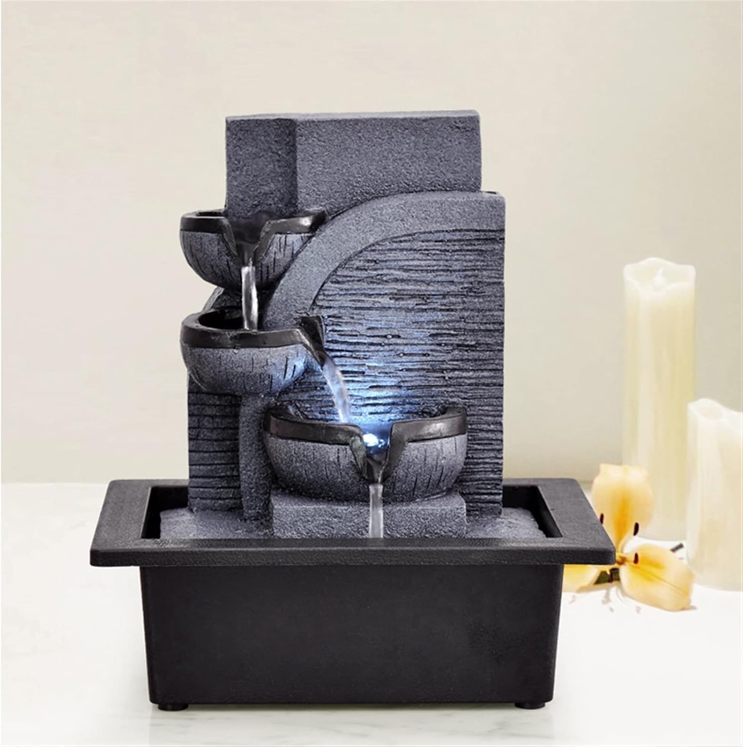 HIHELO Tabletop Fountain Simple Office Circulating Water Ornament Desktop Ornament Lucky Fountain Living Room Desktop Fountain Indoor Fountain