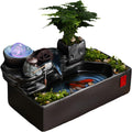 Zen Tabletop Fountain with LED Lights & Mist Maker - Indoor Waterfall Decor with Crystal Stones for Home, Office, Meditation Room - Relaxing Desktop Humidifier Gift (C Style)(C Style+Misting)