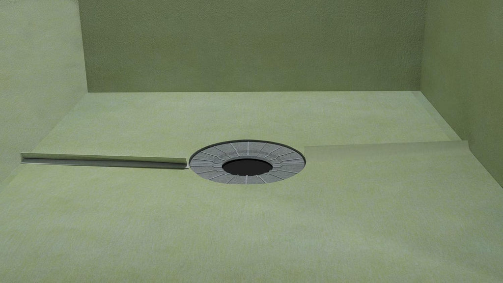 Waterproof Shower Kit 32' x 60' Offset with 2' ABS Drain Kit and Brushed AISI 304 Finish - 4' Grid (STC-SDKABS98IS)