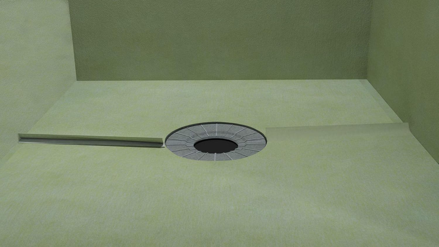 Waterproof Shower Kit 32' x 60' Offset with 2' ABS Drain Kit and Brushed Aluminum Finish - 4' Grid (STC-SDKABS2V98AMSB)