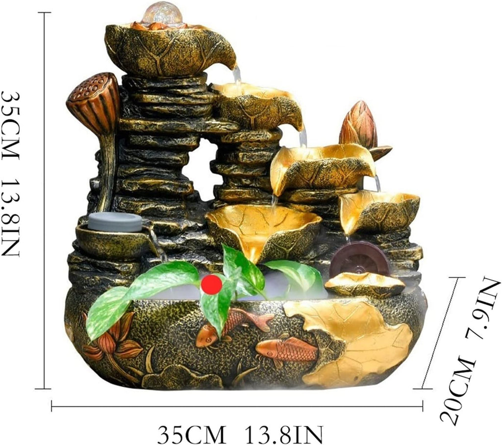 HIHELO Desktop Fountain Tabletop Fountain Rockery Flowing Water Landscape Fountain Fengshui Wheel Circulating Water Desktop Decoration Lucky Ornaments Water Fountain Outdoor (Size : Large)