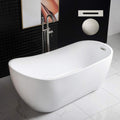 WOODBRIDGE 67' Acrylic Freestanding Bathtub Contemporary Soaking Tub, White Acrylic (Brushed Nickel Drain/Overflow),B-0001 -B/N-Drain &O