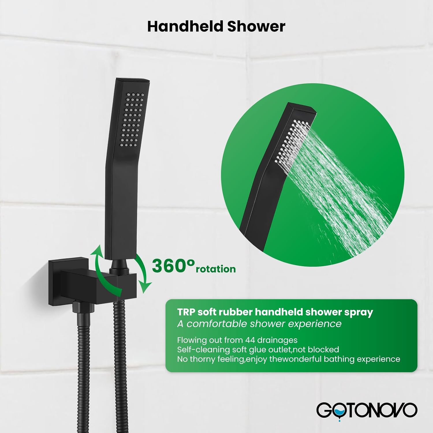 gotonovo Rainfall Bathroom Shower System Wall Mounted Pressure Balancing Valve 12 Inch with gotonovo 4 Inch Centerset Waterfall Bathroom Sink Faucet Deck Mount 2 Handle with Pop Up Drain Matte Black