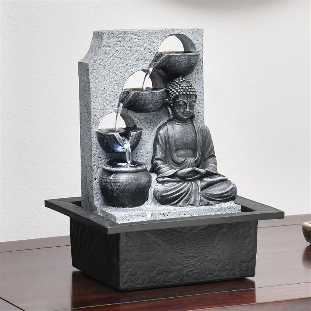 GLigeT Tabletop Fountain Zen Buddha Fountain Ornament Desktop Decoration Circular Water Fountain Office Desktop Water Landscape Decoration Water Fountain Decor
