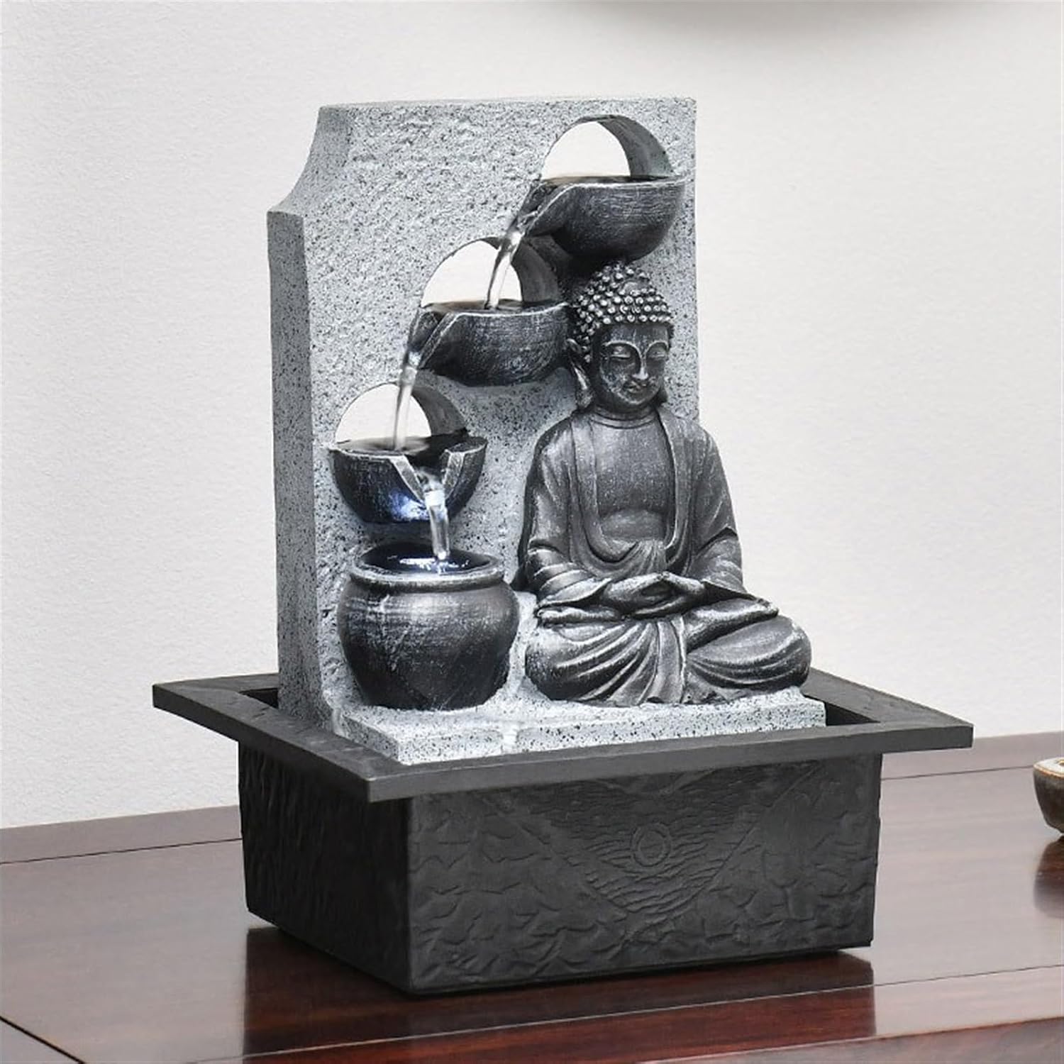 GLigeT Tabletop Fountain Zen Buddha Fountain Ornament Desktop Decoration Circular Water Fountain Office Desktop Water Landscape Decoration Water Fountain Decor