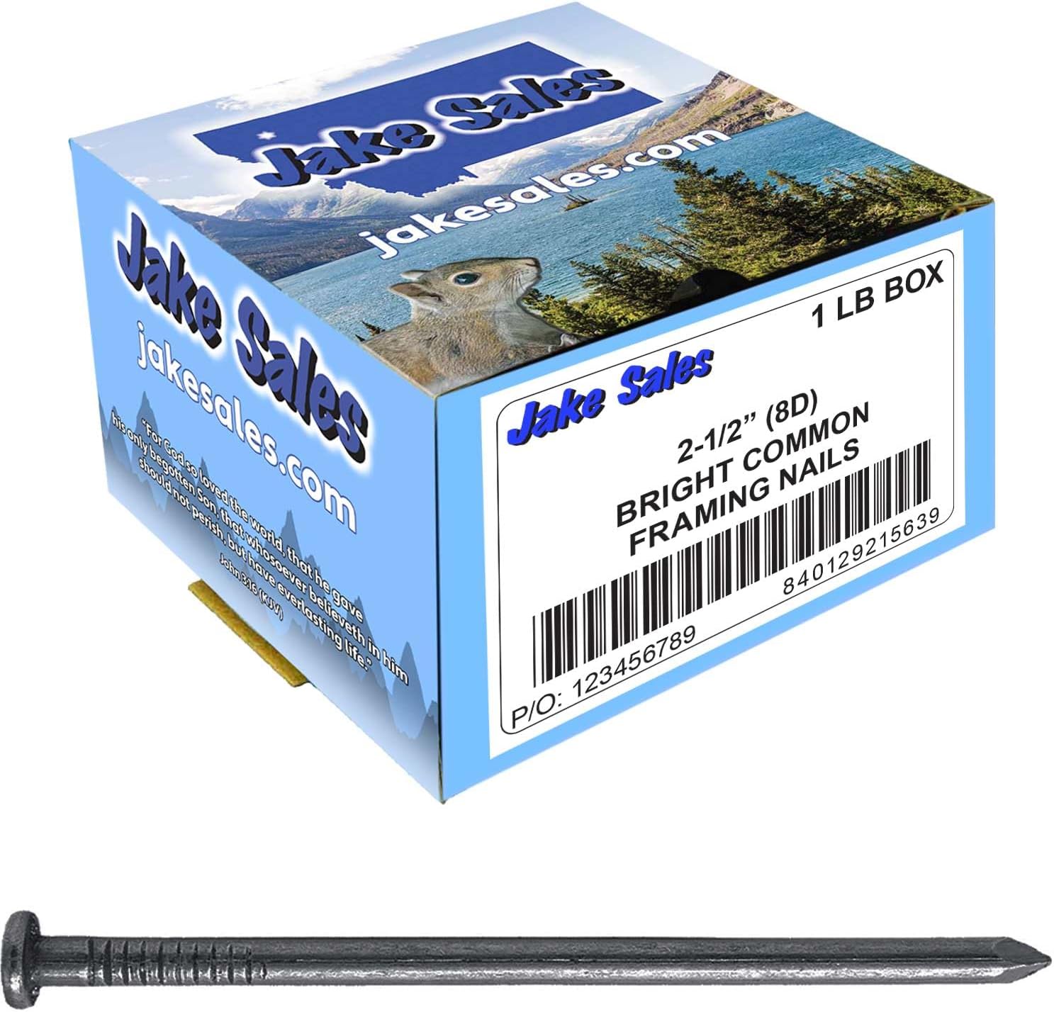 2-1/2' Bright Common Framing Nail (8D) - Heavy-Duty Fastener Designed for Interior Construction Applications - Uncoated Carbon Steel with Smooth Shank - Load Bearing - 42 X 1 POUND BOXES(~3,570 Nails)