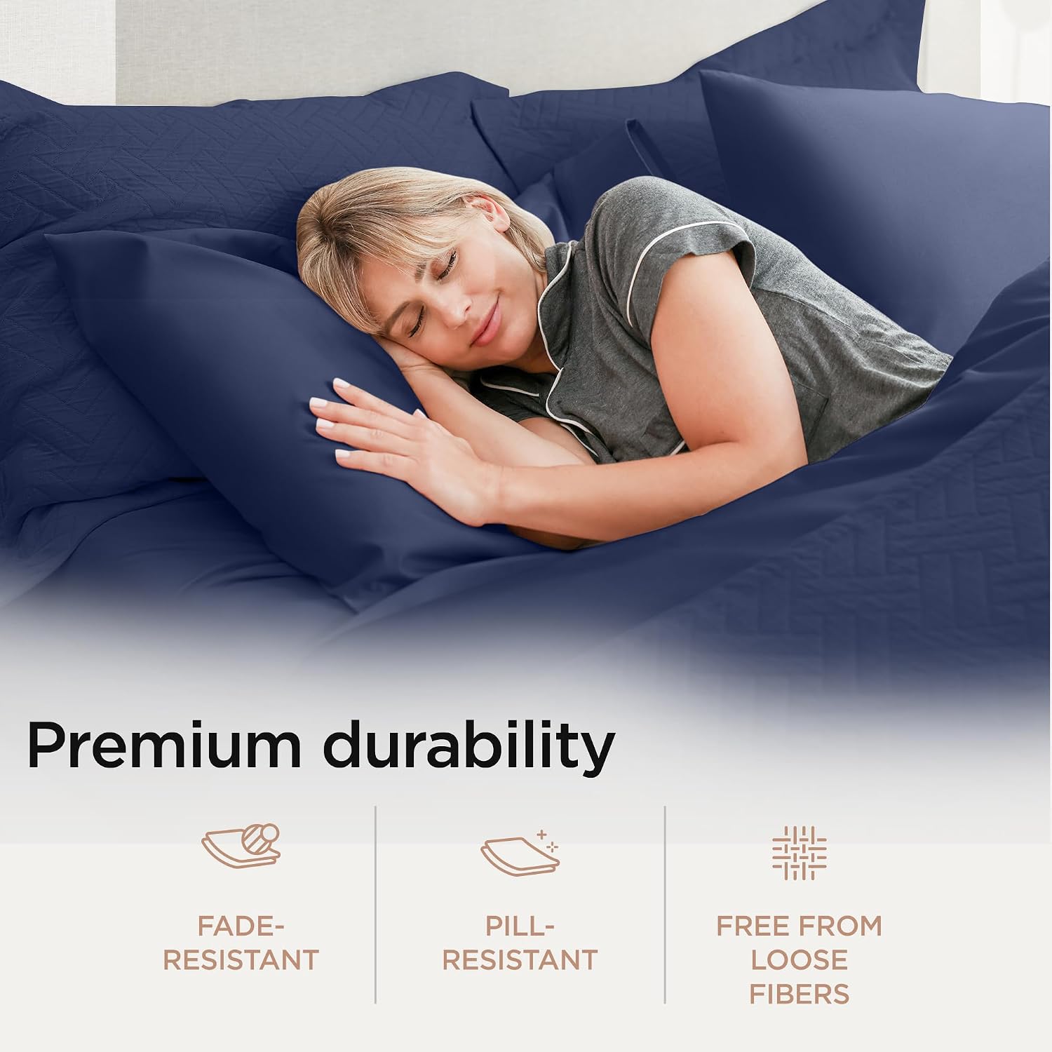 Threadmill Supima Cotton Sheets Queen, 1200 Thread Count Queen Sheet for Queen Mattresses, 4 Piece Luxury Bed Sheets, Sateen Weave Hotel Quality Sheets with Elasticized Deep Pocket, Folkstone Blue