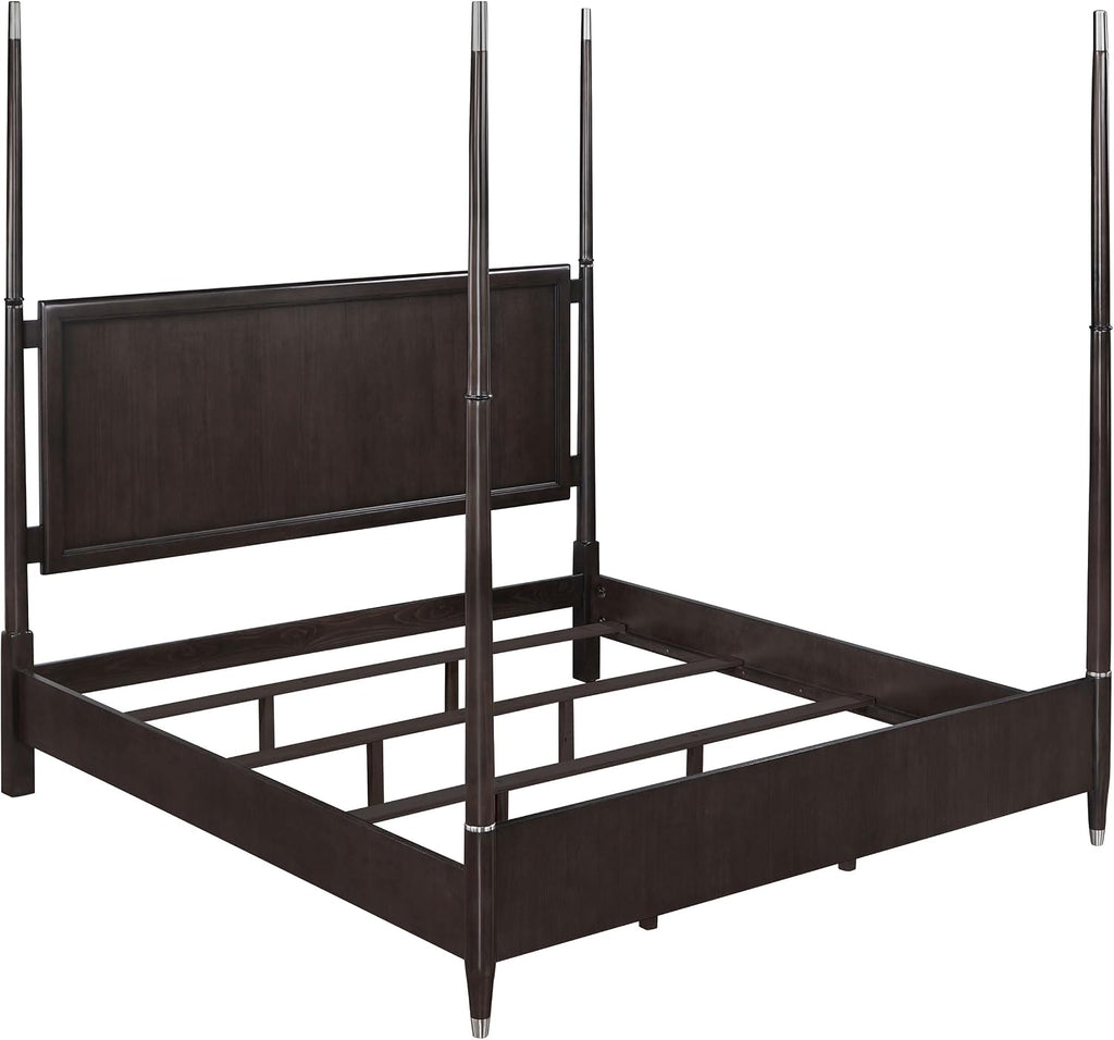 Coaster Home Furnishings Emberlyn Mid-Century Modern 4-Piece Bedroom Set Queen Size Four-Poster Bed Frame 84-inch Headboard Brown 223061Q-S4