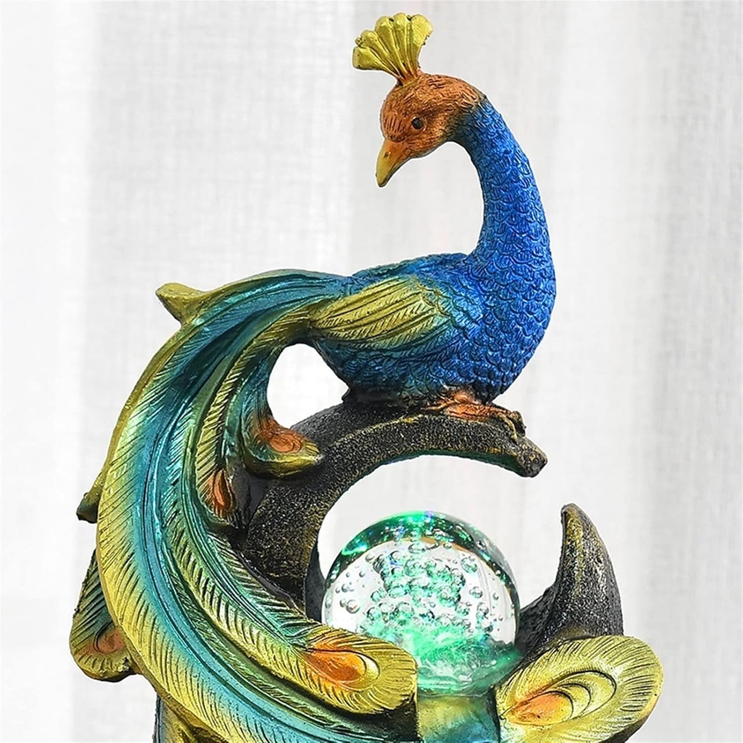 HIHELO Tabletop Fountain Creative Peacock-Shaped Fountain Home Feng Shui Ball Desktop Fountain Dining Table Office Desktop Running Water Ornaments Indoor Fountain
