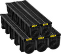 VEVOR Trench Drain System 5 Pack, Channel Drain with Plastic Grate 5.9 x 7.5 in HDPE Drainage Trench, Black Plastic Garage Floor Waterway 5 x 39 in with 5 End Caps for Garden Driveway