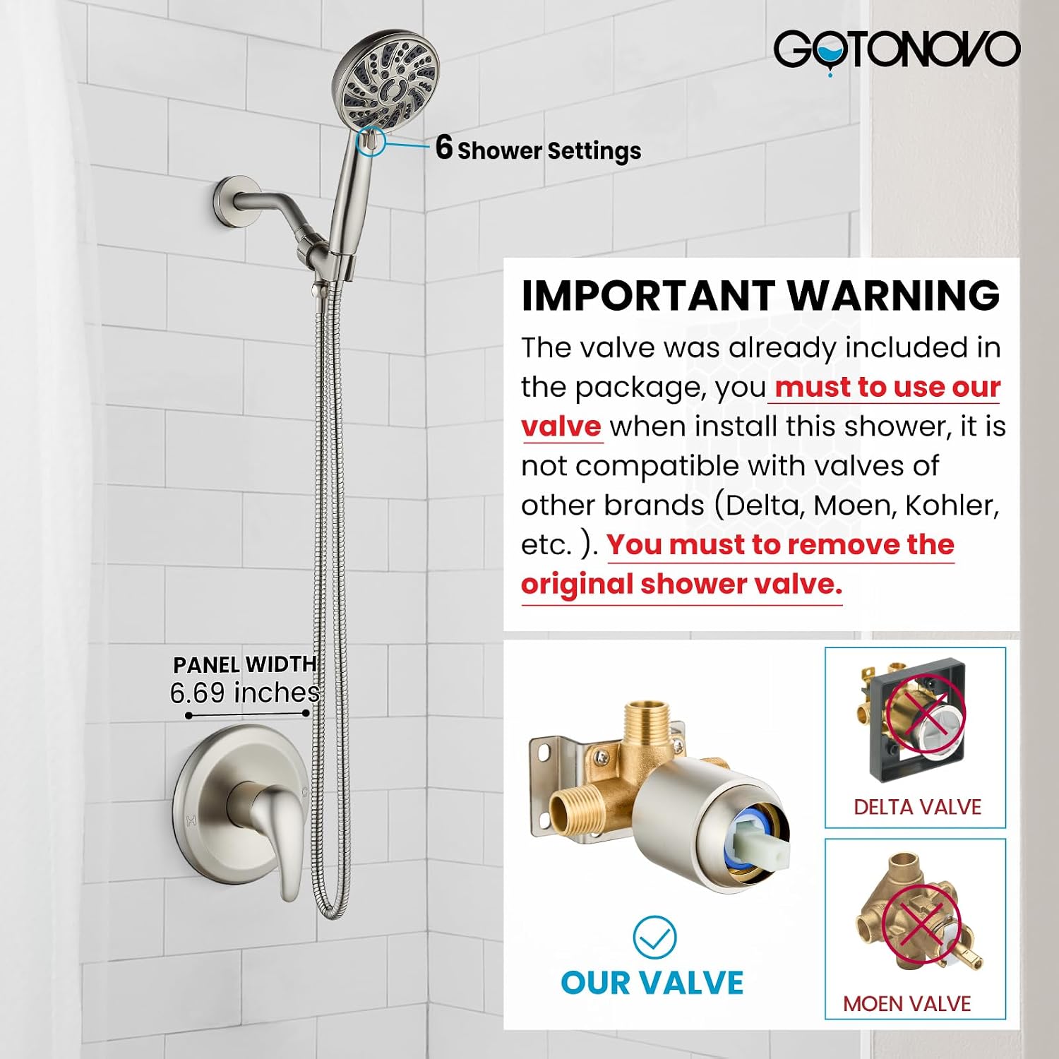 gotonovo 3 Hole 2 Handles Lavatory Basin Bathroom Sink Faucet with Single-Handle Shower Faucet Set Shower Kit with Valve Shower Head and Handle Set Shower Trim Kit