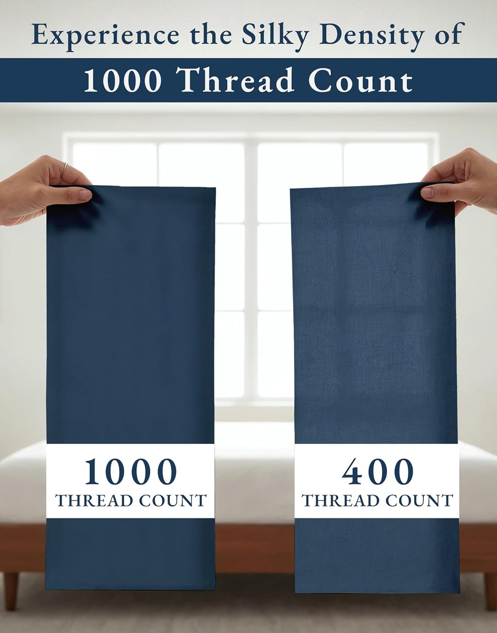 LANE LINEN 100% Cotton Split King Sheets for Adjustable Beds - 1000 Thread Count, Long Staple Mercerized Bedding Sheets, Luxury Hotel Like Thick 15' Deep Pocket Reinforced French Seams - Estate Blue