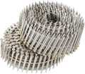 findmall 3600 Count 2-Inch x .090-Inch Ring Shank 304 Stainless Steel Siding Nails 15-Degree Collated Wire Coil for Wood Siding or Fencing Applications
