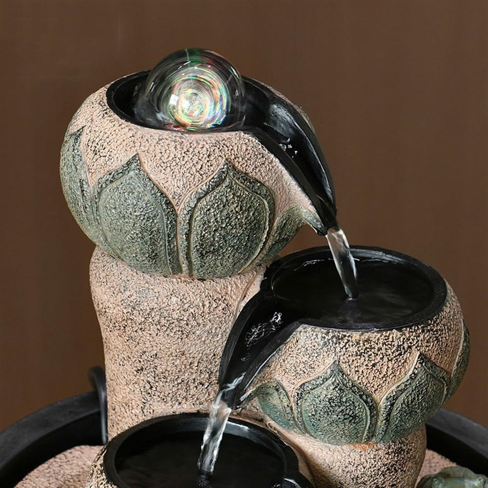 GLigeT Tabletop Fountain Attract Wealth Simple Feng Shui Ball Desktop Fountain Streaming Water Ornaments Home Living Room Circulating Water Business Gifts Water Fountain Decor