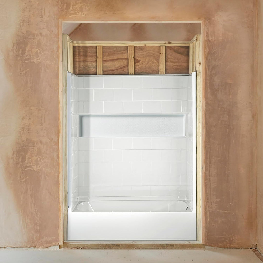 WOODBRIDGE 60' x 32' Four-Piece Direct-to-Stud Alcove Tub Surround with Right-Drain Hole Soaking Bathtub Combo in White