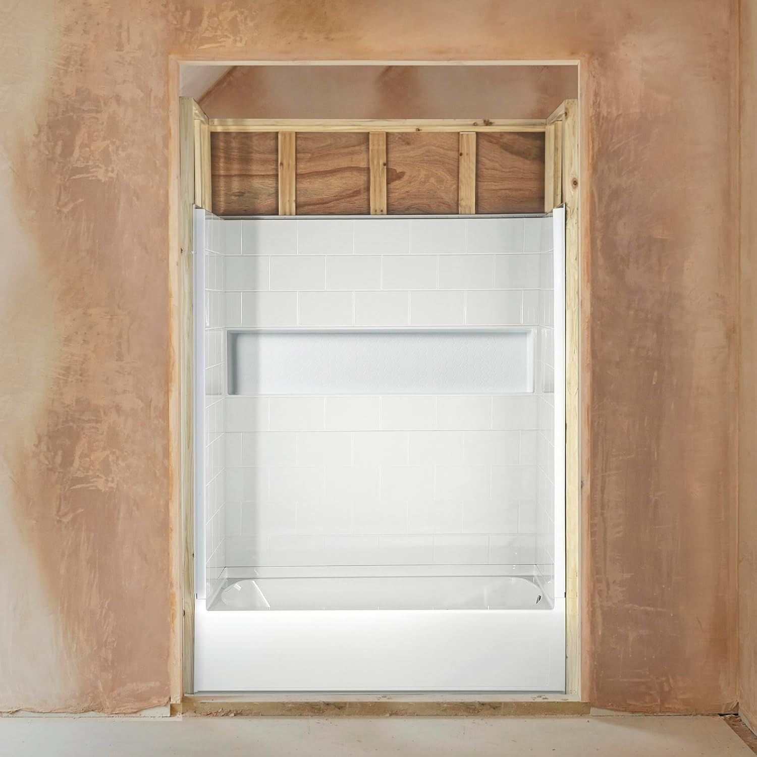 WOODBRIDGE 60' x 32' Four-Piece Direct-to-Stud Alcove Tub Surround with Right-Drain Hole Soaking Bathtub Combo in White
